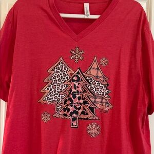 Christmas Trees Multi-print Red Graphic Bella Canvas Women’s T-Shirt